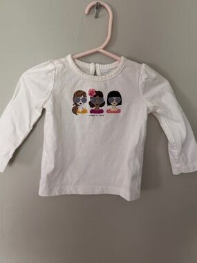 Janie and Jack White Long-Sleeve Tee with Sunglasses Trio Graphic